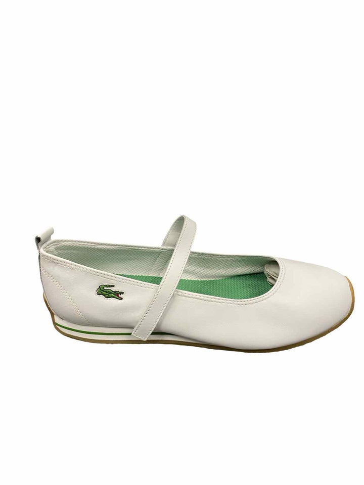 Lacoste Shoe Size 8.5 White Leather Antibes Mary Jane Flats