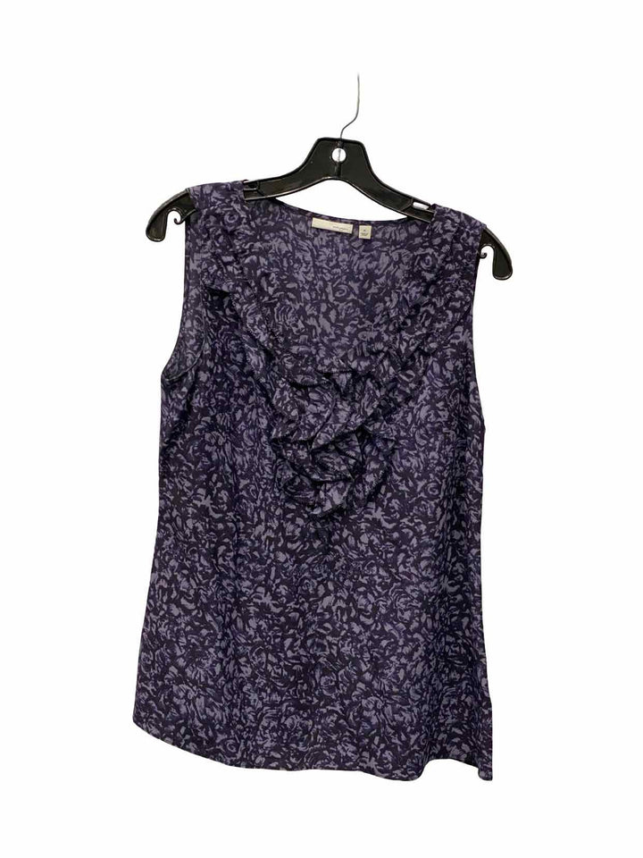 Halogen Size M Purple Print 100% silk Tank Top