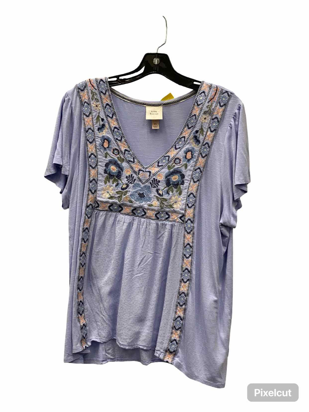 Knox Rose Size XL Blue Floral Short Sleeve Shirts