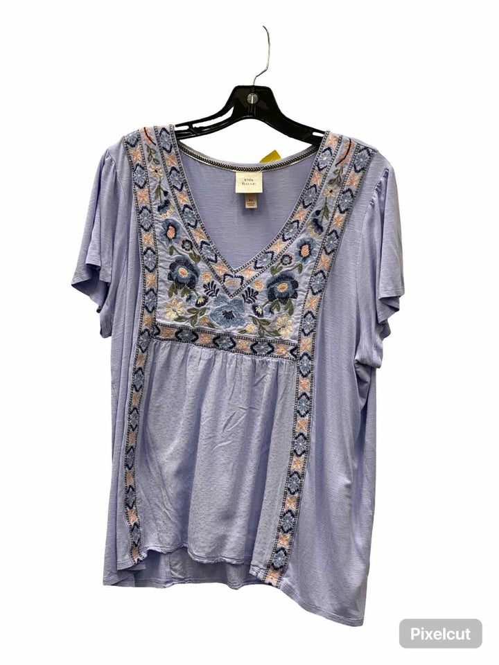 Knox Rose Size XL Blue Floral Short Sleeve Shirts