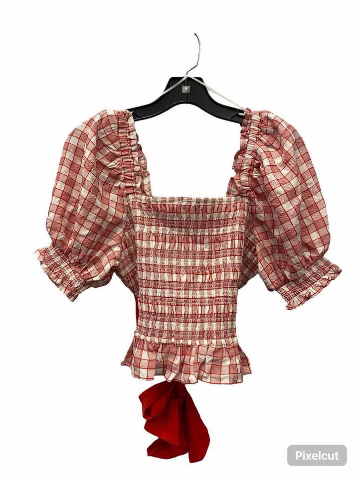 Voge Boutique Size XS Red White Plaid Short Sleeve Shirts