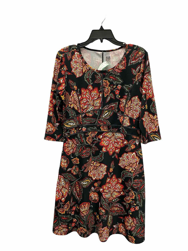 Title Nine Size M Black Orange Floral Dress