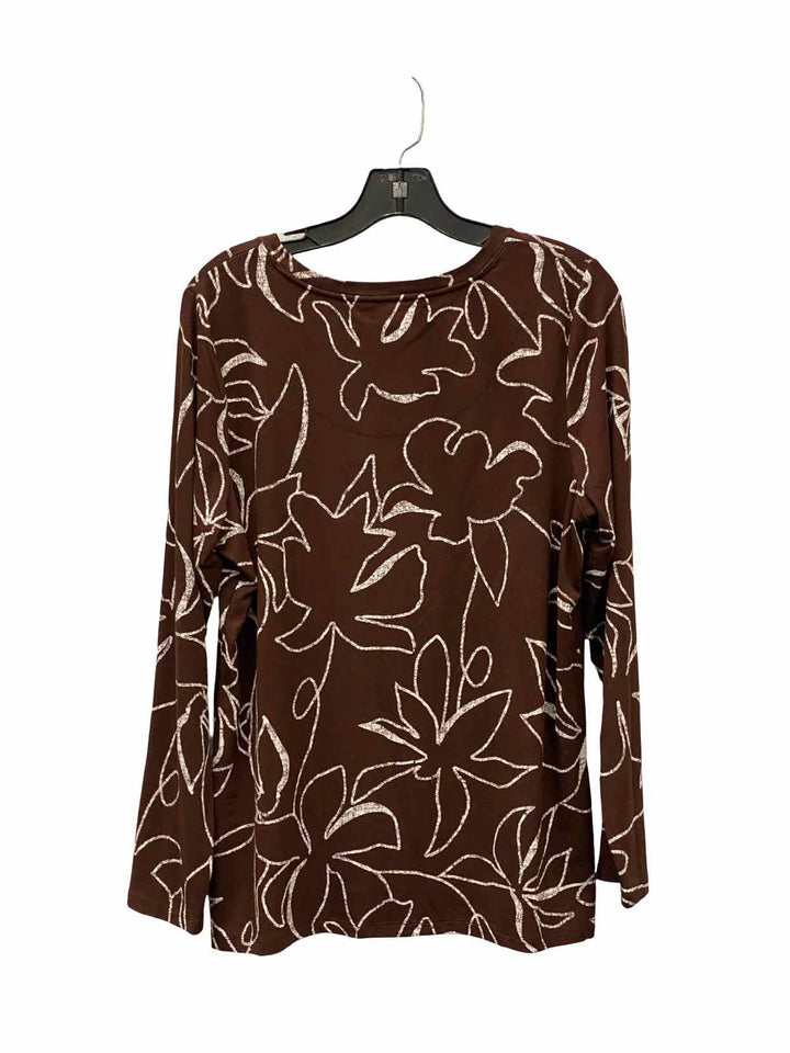 Chico's Size 2(L) Brown Floral Long Sleeve Shirts