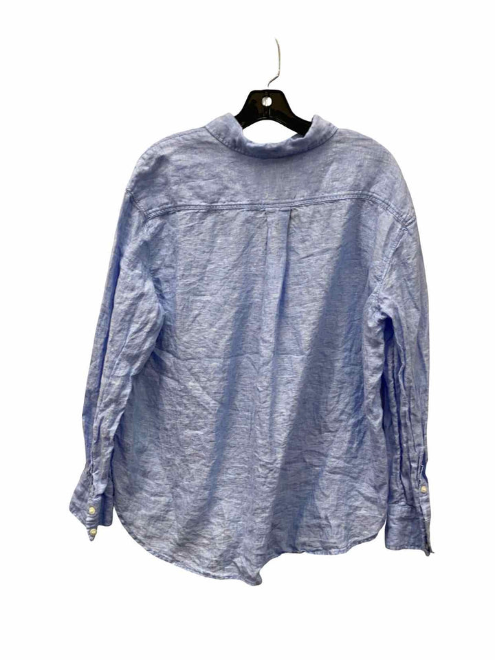 Gap Size M light beige Blue 100% Linen Button Up Long Sleeve Shirts