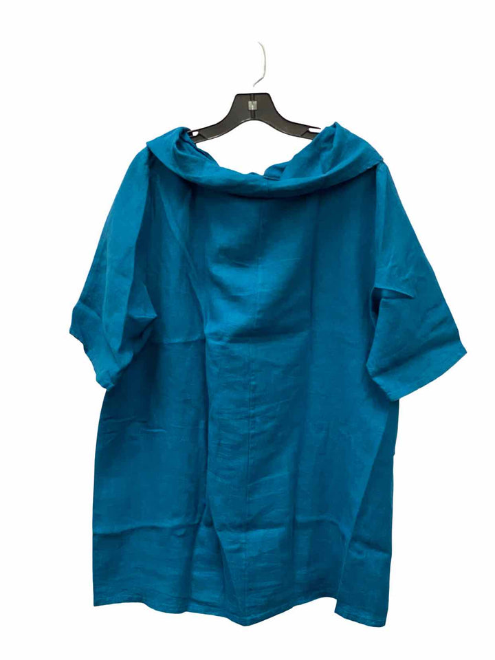 Bryn Walker Size L Teal Linen Long Sleeve Shirts