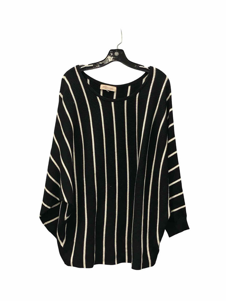 Philosophy Size XL Black White Striped Long Sleeve Shirts