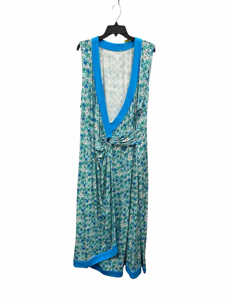 Lands End Size 3X Blue Green Floral Dress