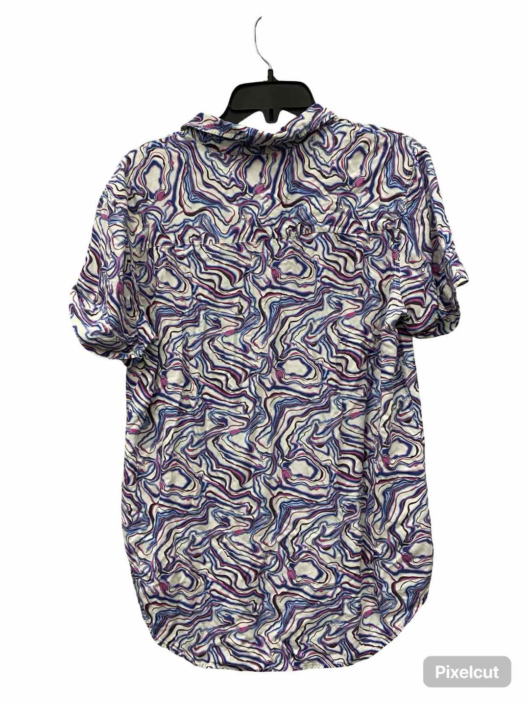 Wildfang Size M White Blue & Purple swirl Short Sleeve Shirts