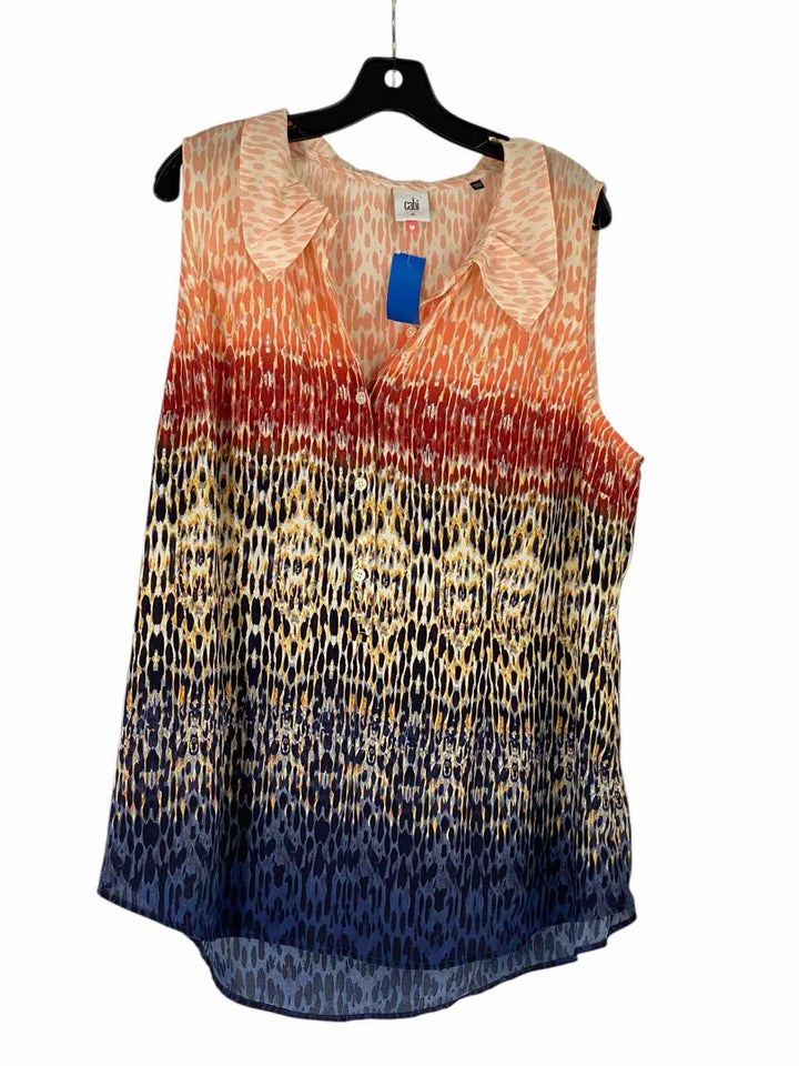 Cabi Size XL Pink Blue Print Tank Top