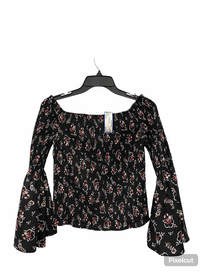 Express Size M Black White Floral Long Sleeve Shirts
