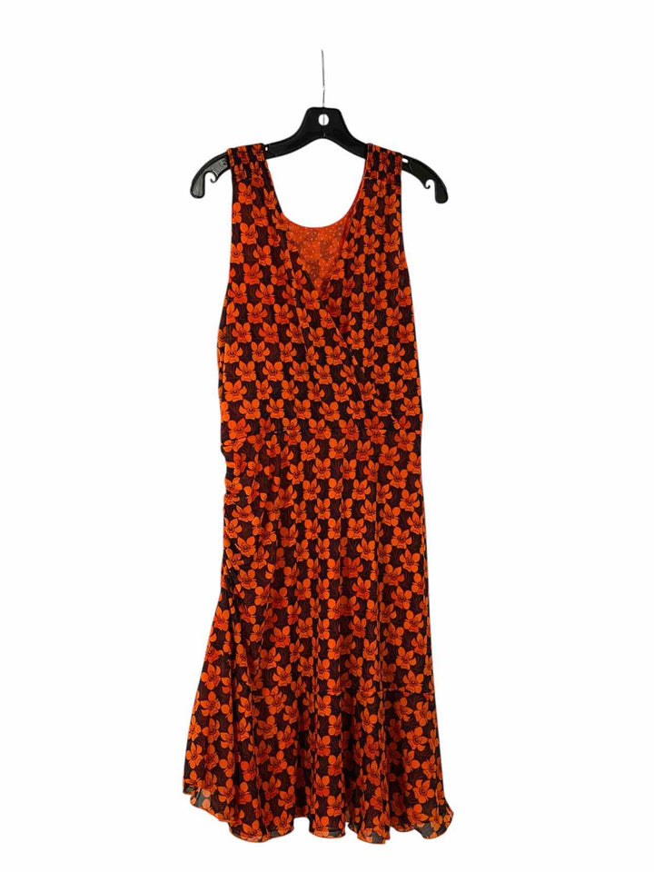 Cabi Size 8 Orange Floral/Polka Dots Dress