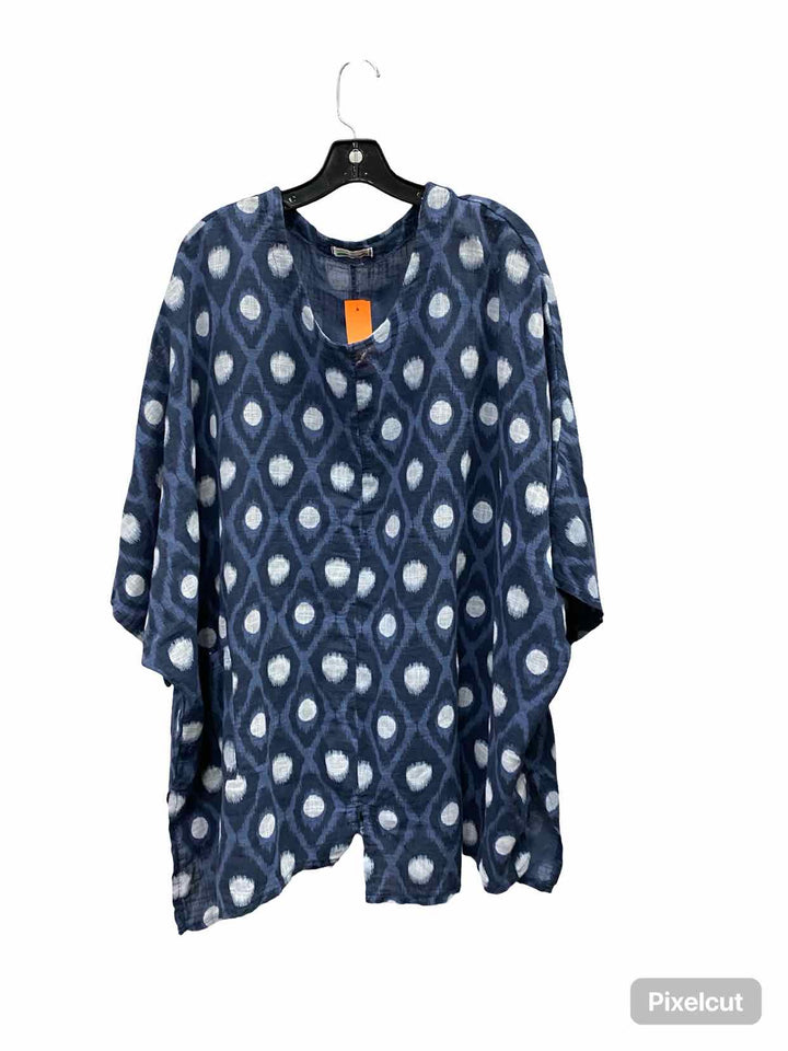 Made in Italy Size 2X Blue White Short Sleeve Shirts