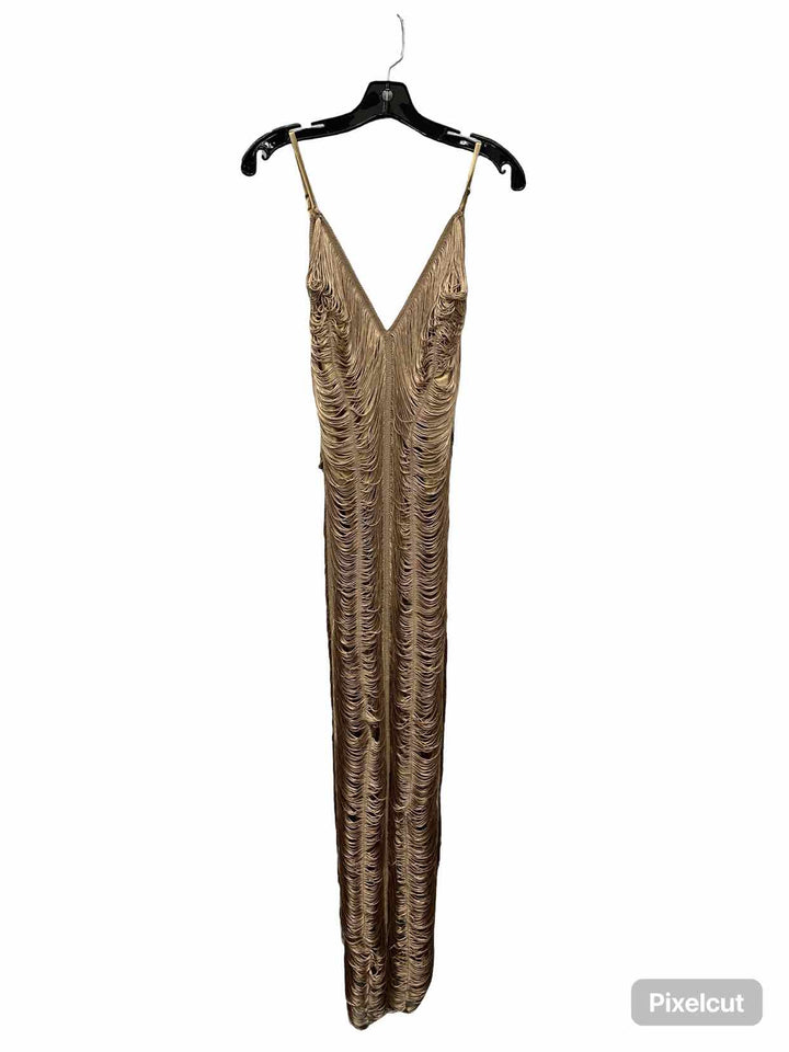Unknown Brand Size M Gold Fringe Formal Dress (Short)