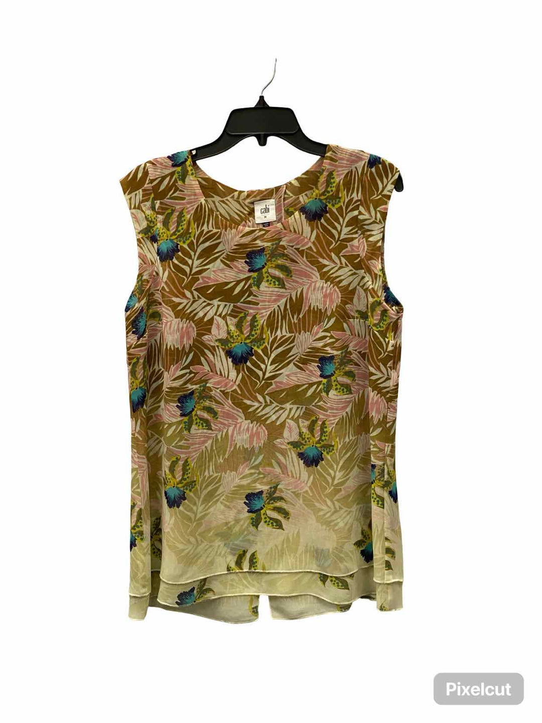 Cabi Size M Brown Pink Floral Tank Top