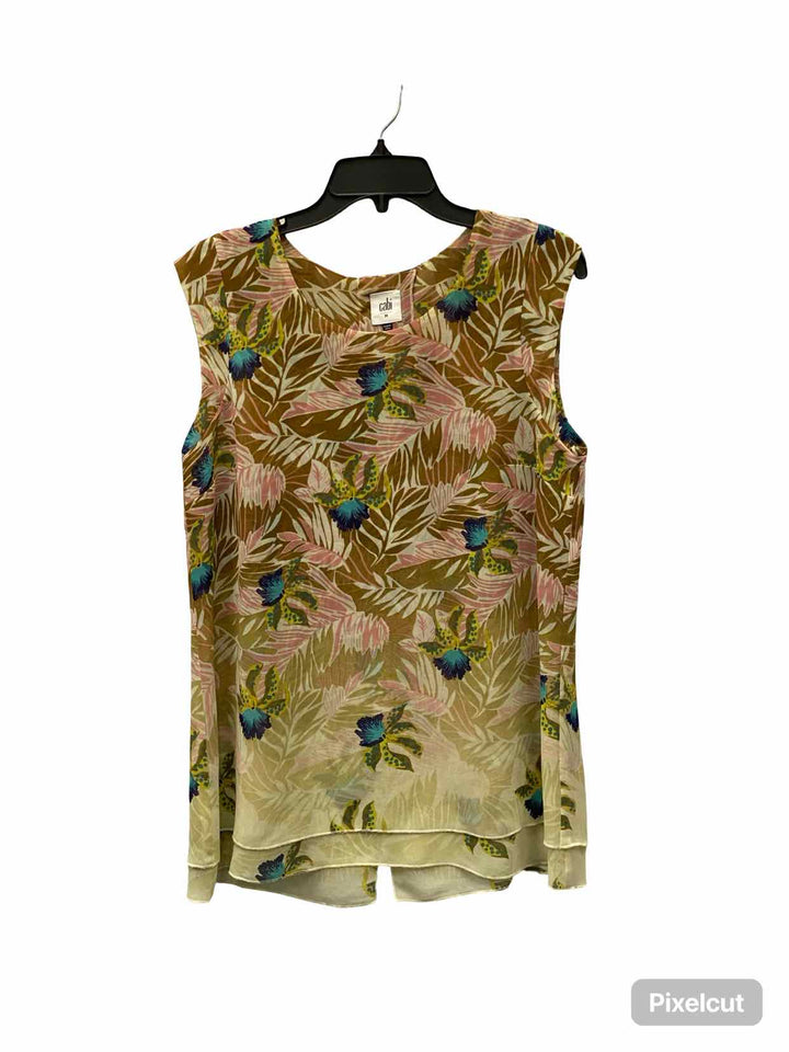 Cabi Size M Brown Pink Floral Tank Top