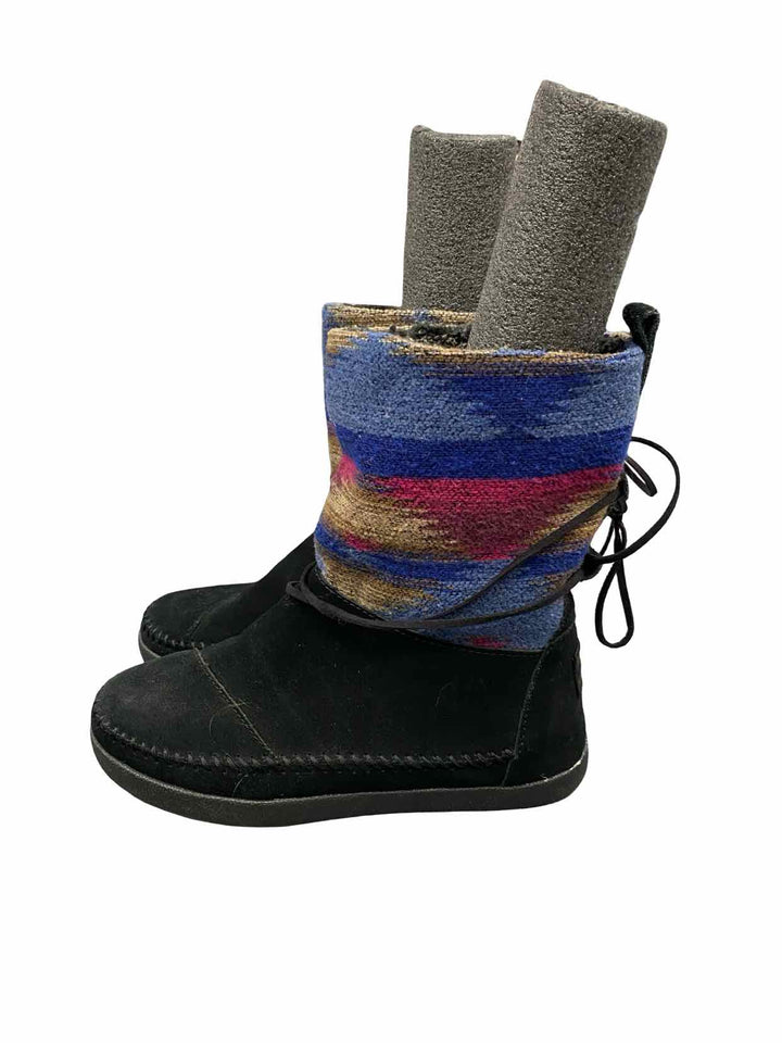 Toms Shoe Size 7 Black Leather Nepal Boots(Ankle)
