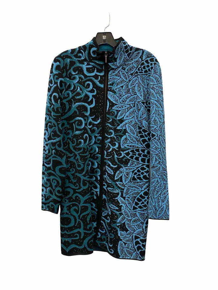 Icelandic Designs Size M Blue Black 100% Merino Wool Jacket
