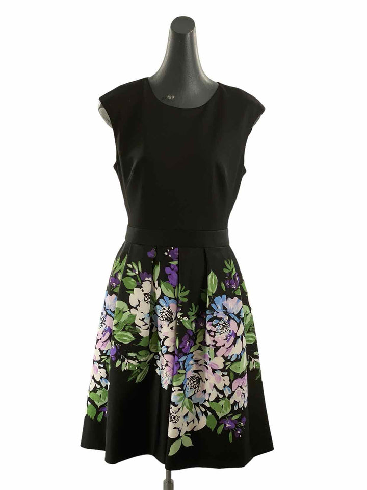 Vince Camuto Size 8 Black Multi Floral Dress