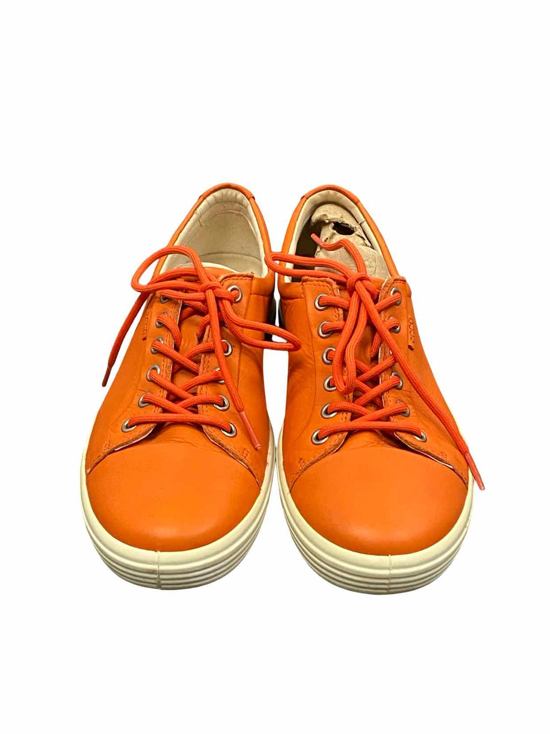 Ecco Shoe Size 11 Orange Leather Soft 7 Sneakers