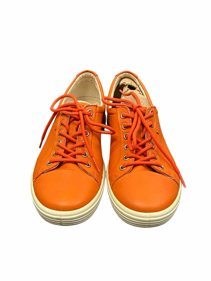 Ecco Shoe Size 11 Orange Leather Soft 7 Sneakers
