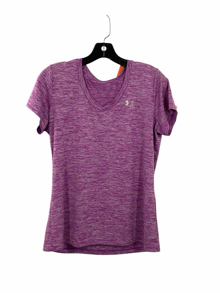 Under Armour Size L Purple Athletic Short Sleeve