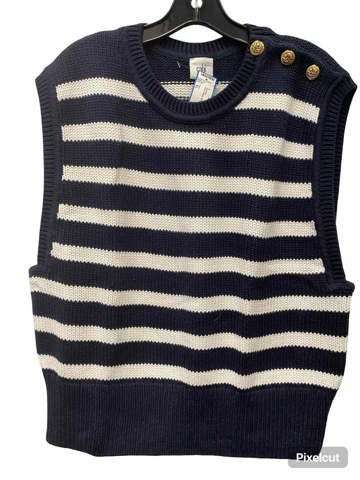 Cabi Size XL Navy White Striped Sweater