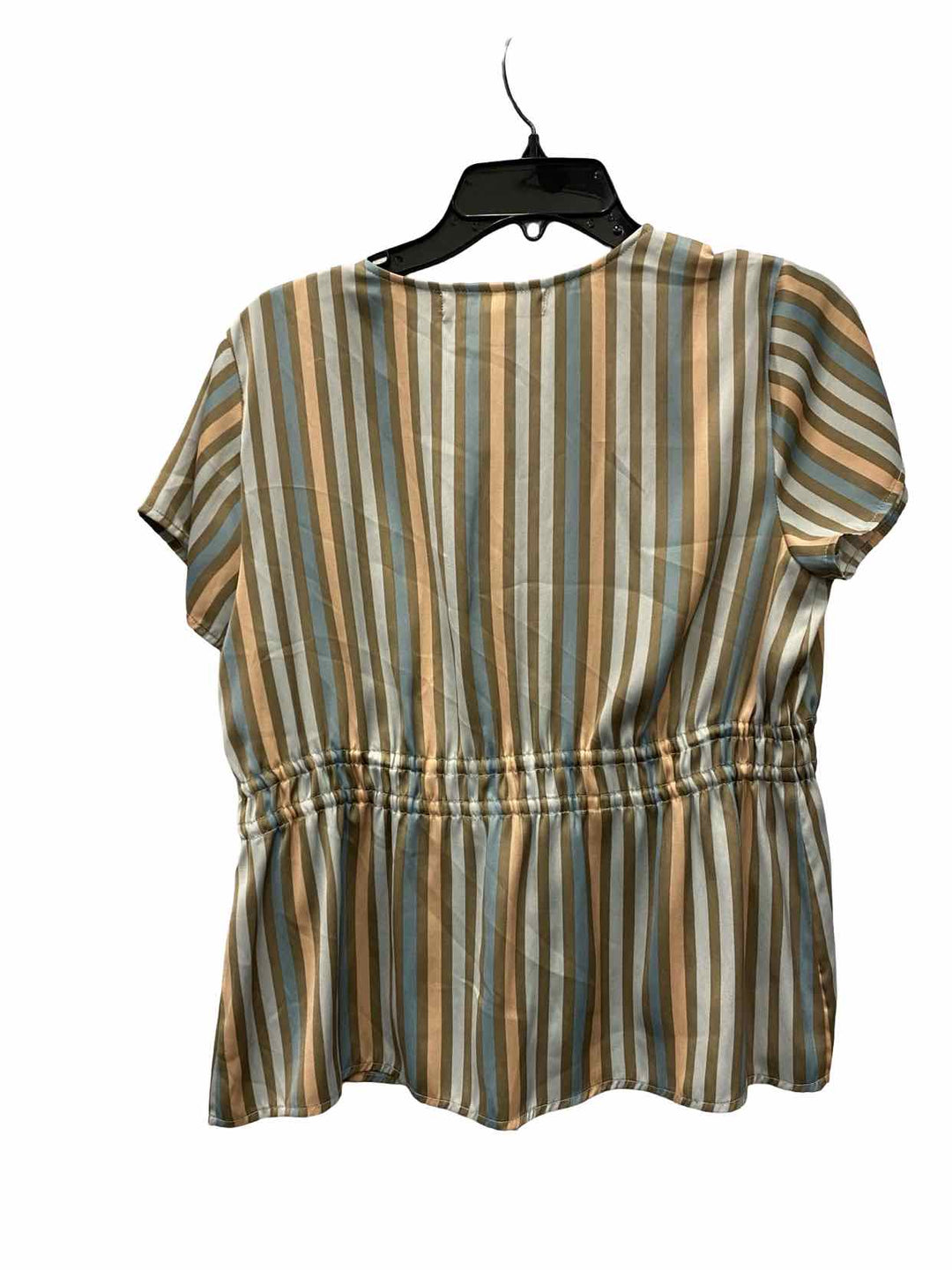SALTWATER LUXE Size M Brown Blue Striped Short Sleeve Shirts
