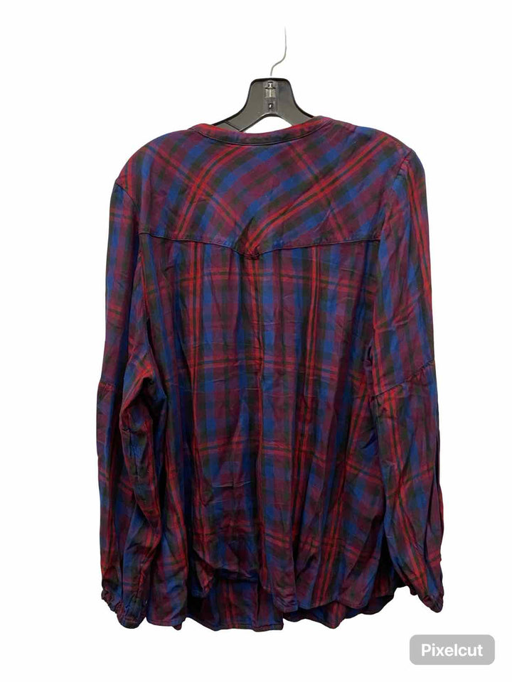Cabi Size XXL Red Blue Plaid Long Sleeve Shirts