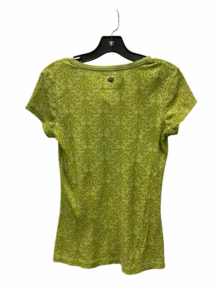 PrAna Size M Lime Green Print Short Sleeve Shirts