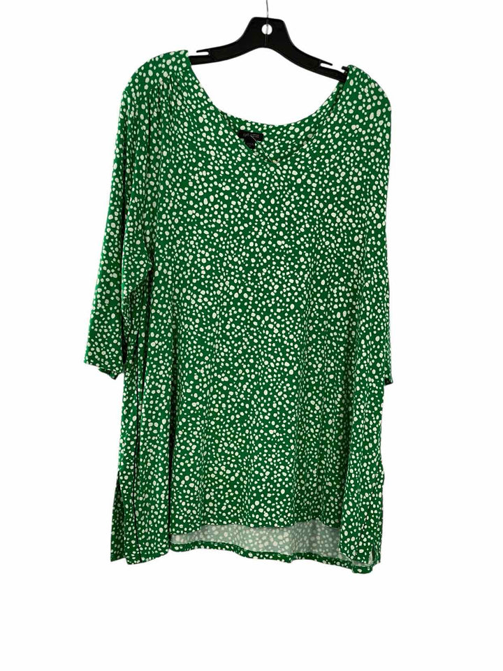 J.Jill Size XL Green White Polka Dot Long Sleeve Shirts