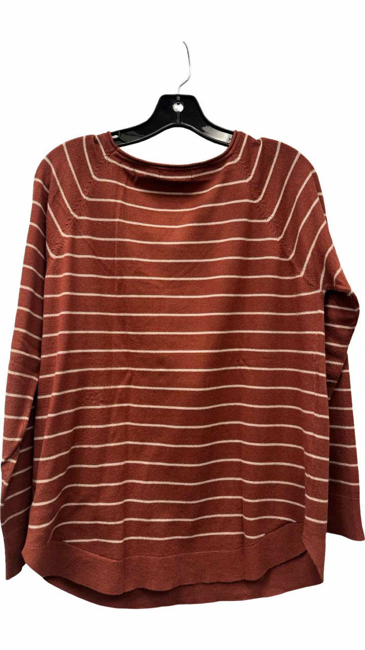 Pink Clover Size L Orange Beige Striped Sweater