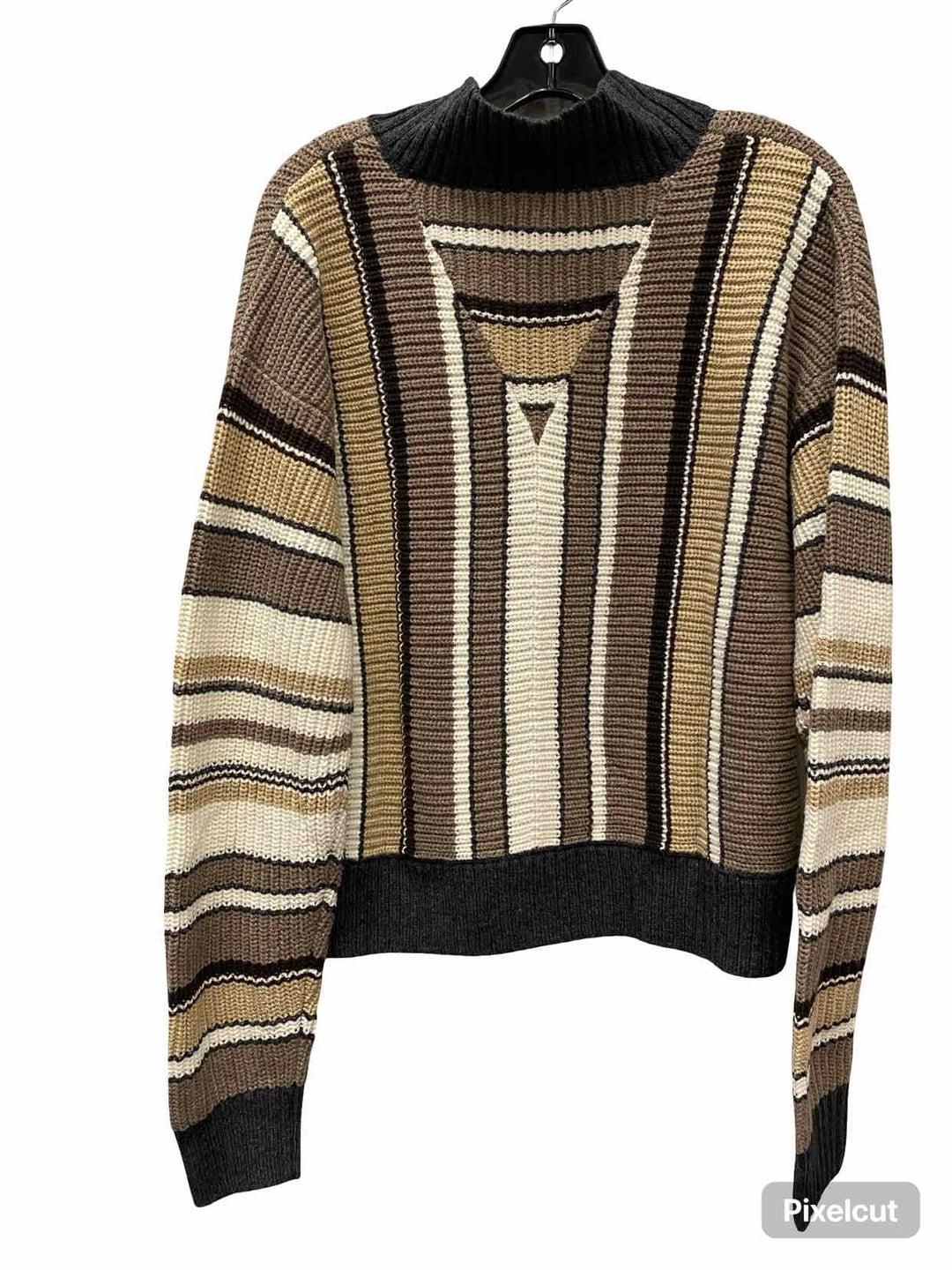 Cabi Size XL Brown & Red Striped Sweater