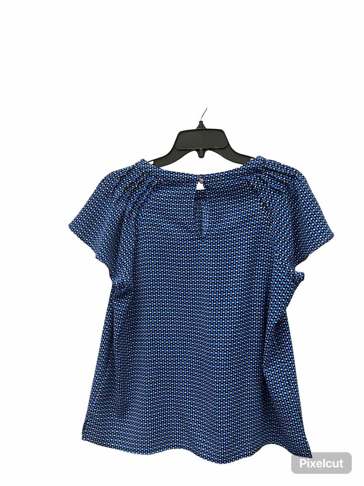 Cece Size M Blue Print Short Sleeve Shirts