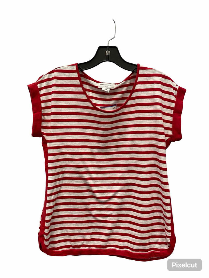 Liz Claiborne Size PM Red Striped T-shirt