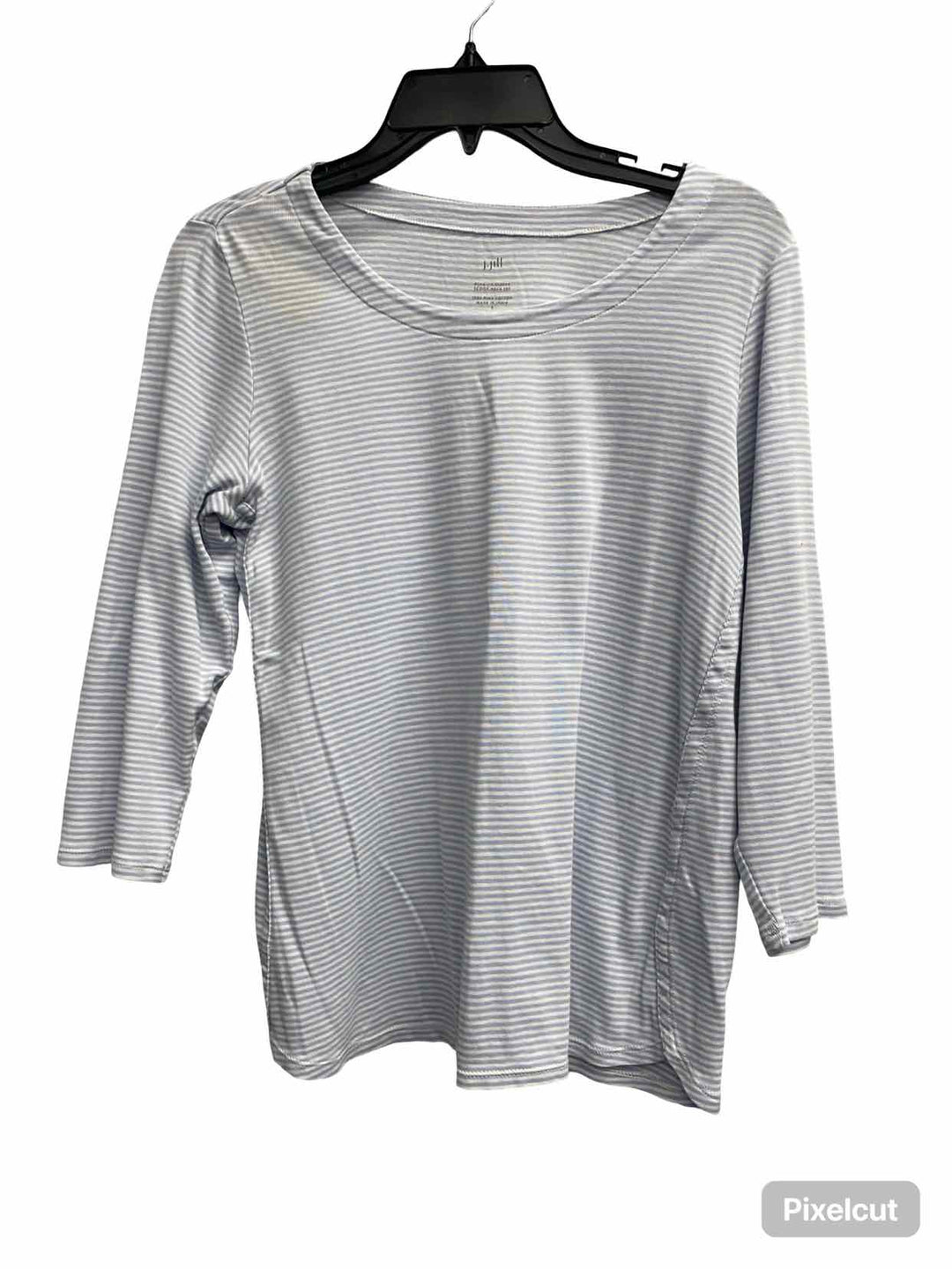 J Jill Size S White Baby Blue Striped 100% Pima Cotton Long Sleeve Shirts