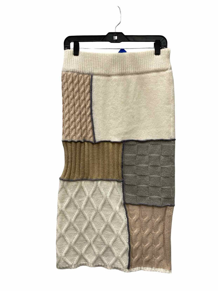 Gilli Size S Cranberry Beige Patchwork Knit Skirt