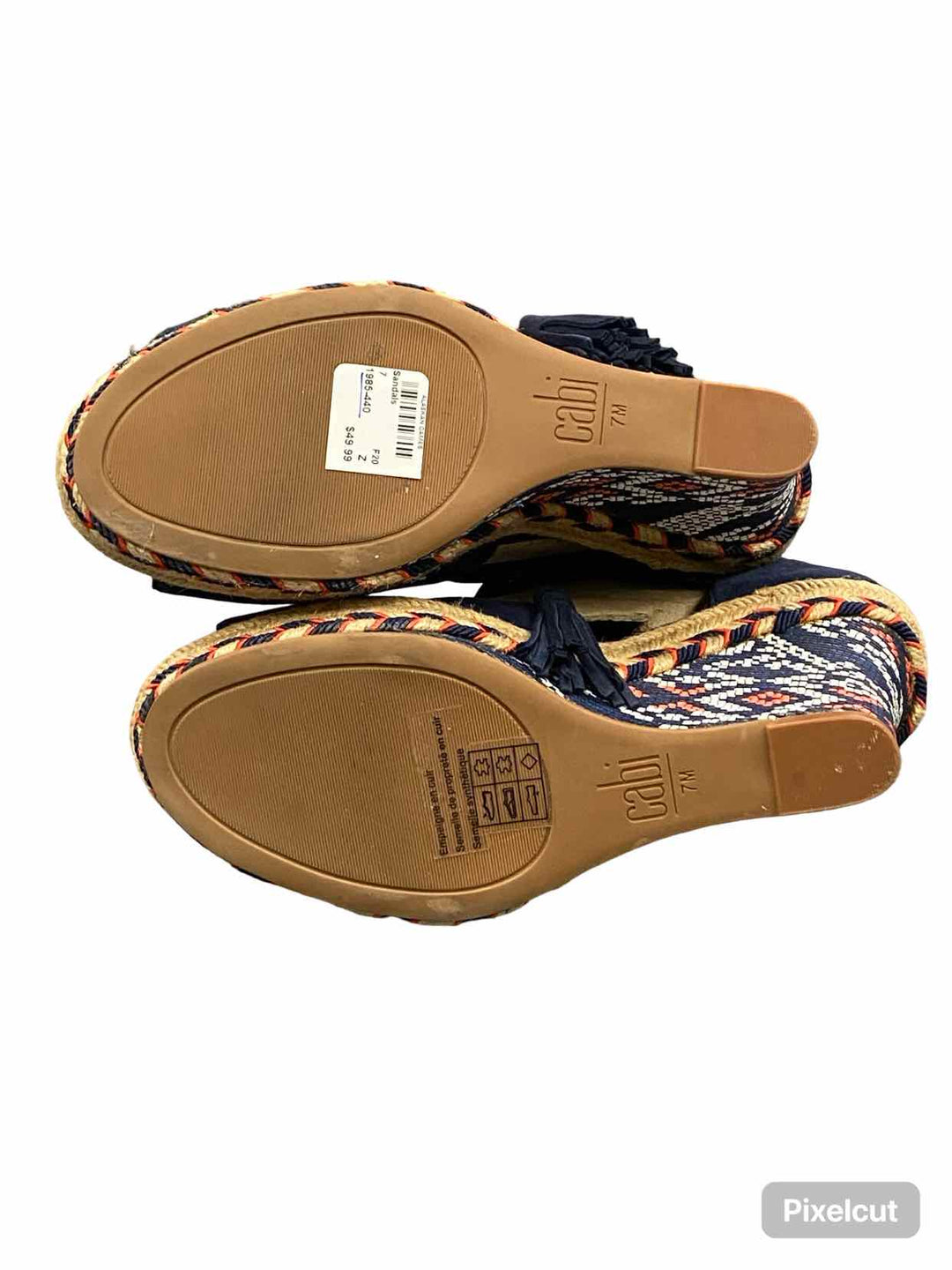Cabi Shoe Size 7 Navy Suede Wedge Isla Sandals