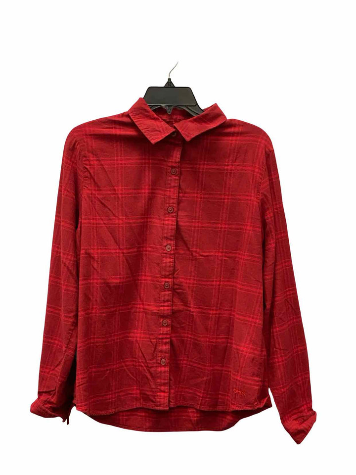 Orvis Size M Red Plaid Long Sleeve Shirts