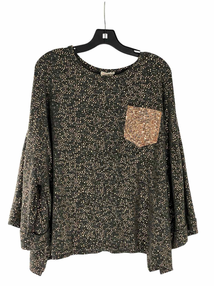 Fantastic Fawn Size S Grey Gold Print Long Sleeve Shirts