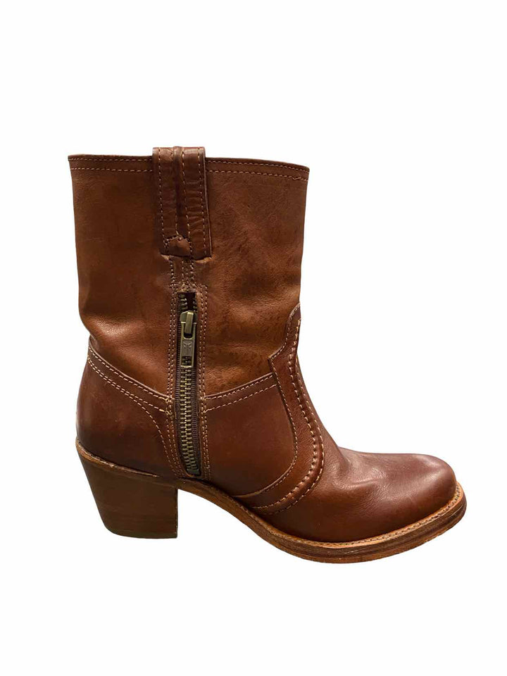Frye Shoe Size 5.5 Brown Leather Jane Trapunto Boots(Ankle)