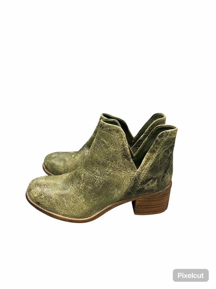 Diba True Shoe Size 7.5 Green Leather Work Nerd Boots(Ankle)