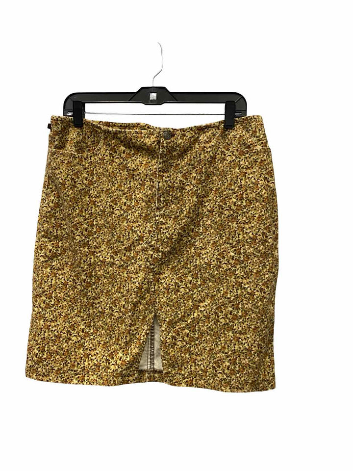 Ralph Lauren Size 12 Yellow Floral Corduroy Skirt