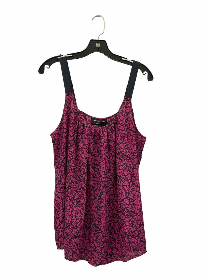 Lane Bryant Size 16 Pink Navy Blue Floral Tank Top