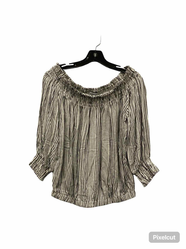EVEREVE Size M Black White Striped Cotton & Rayon blend Long Sleeve Shirts