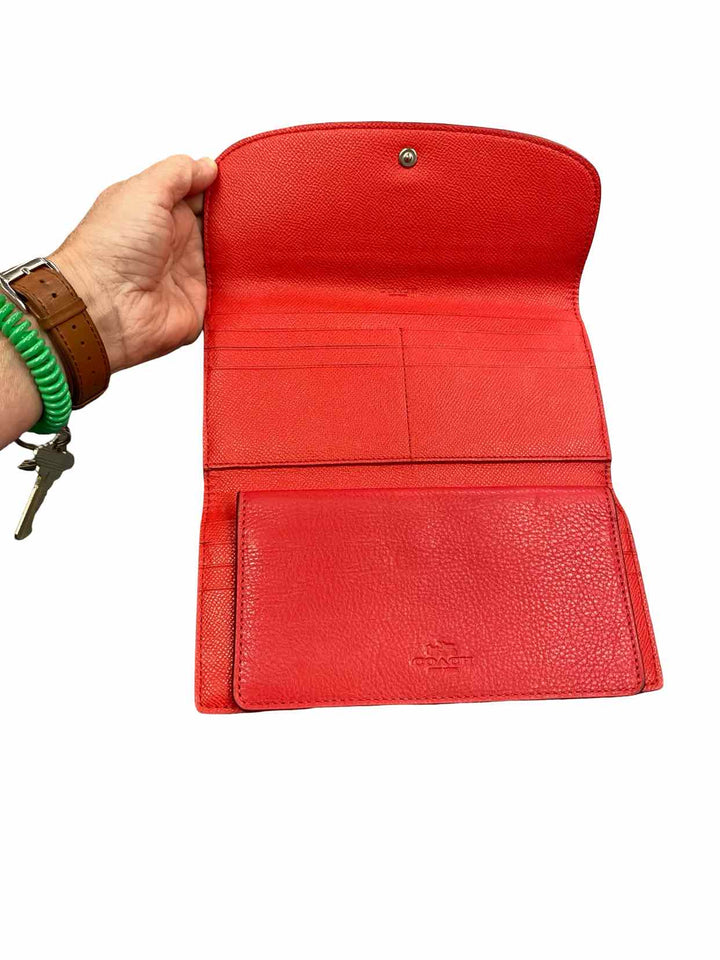 COACH Red Check Book Wallet