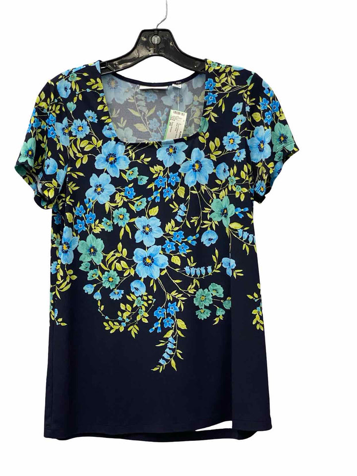 Susan Graver Size XS Blue Floral Short Sleeve Shirts