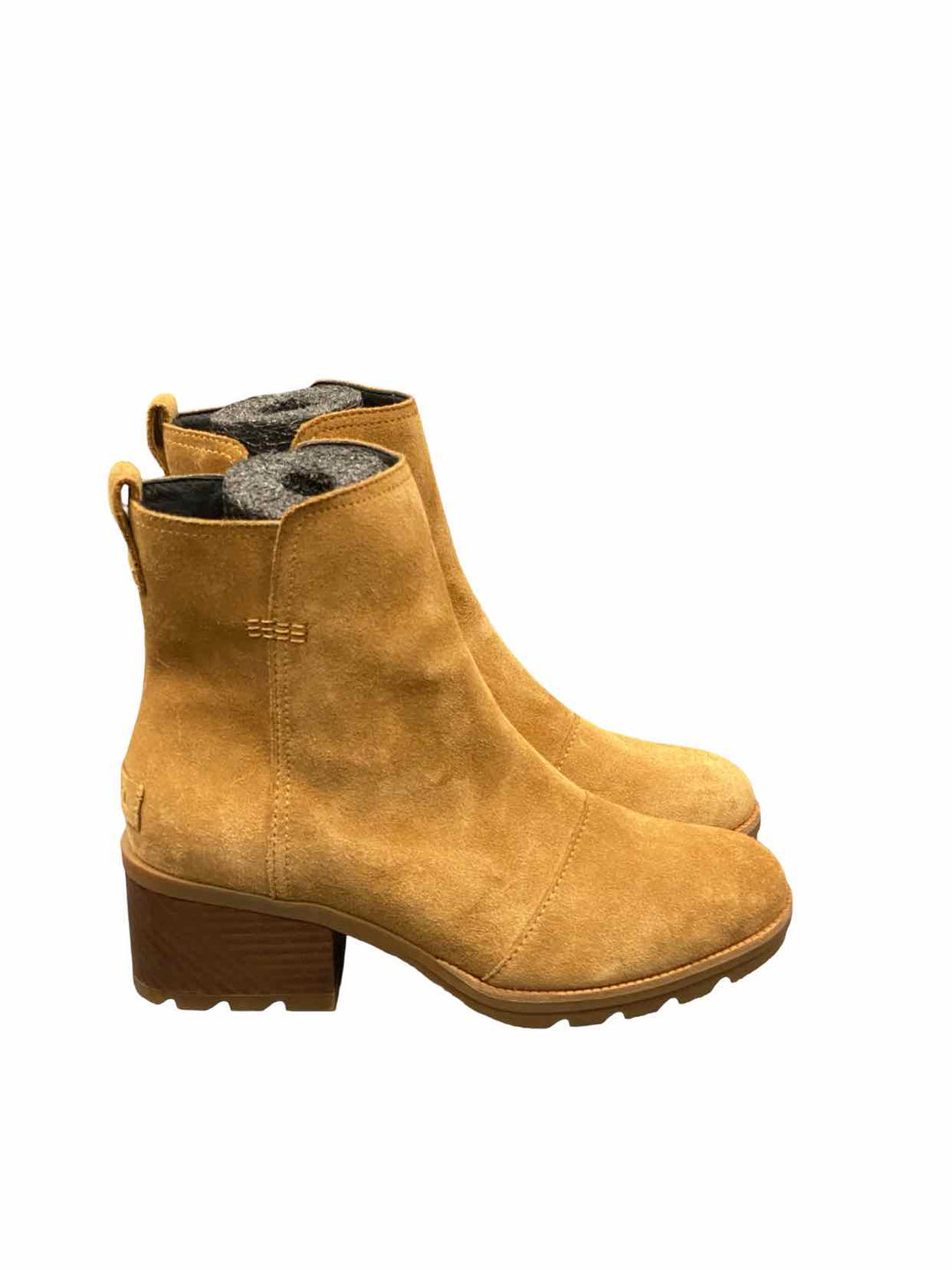 Sorel Shoe Size 7 Camel Brown Suede Cate Waterproof Block Heel Boots(Ankle)