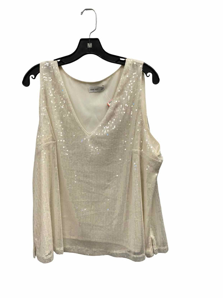 Nine West Size 2X Cream sequined Tank Top