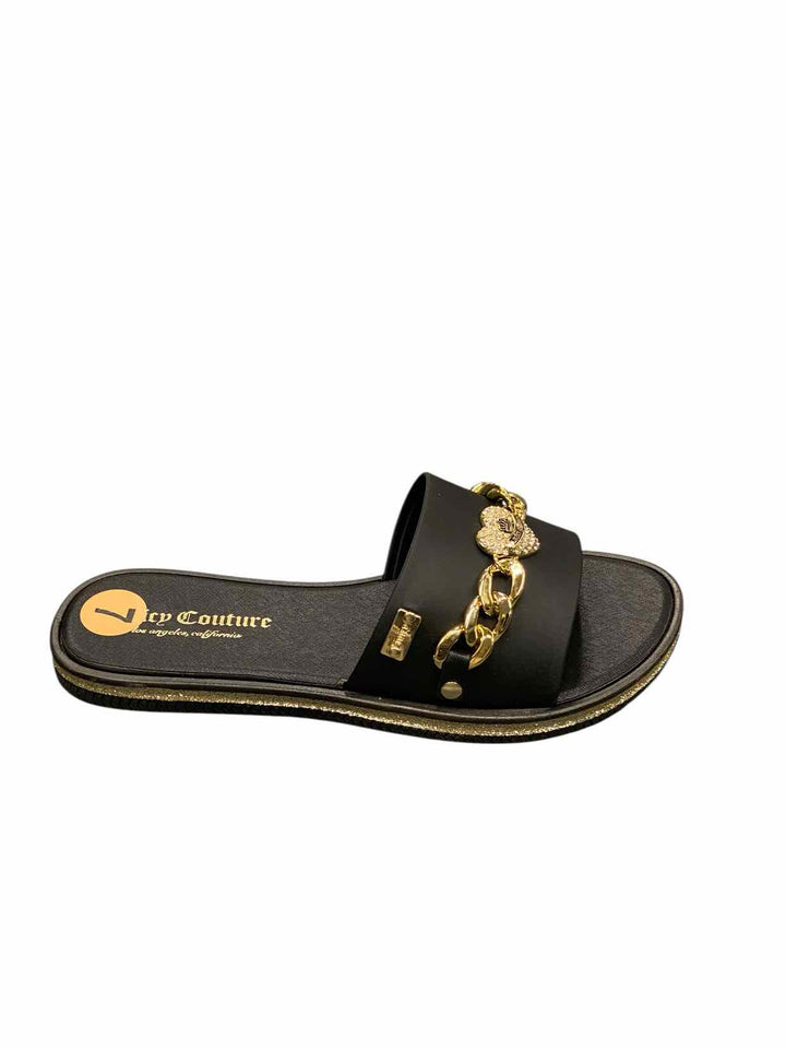 Juicy Couture Shoe Size 7 Black Gold Manmade NWOT Sandals