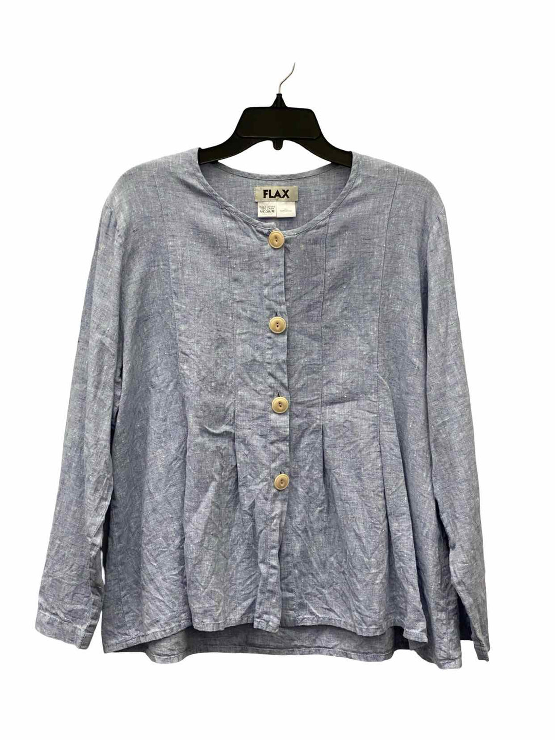Flax Size M Blue 100% Linen Long Sleeve Shirts